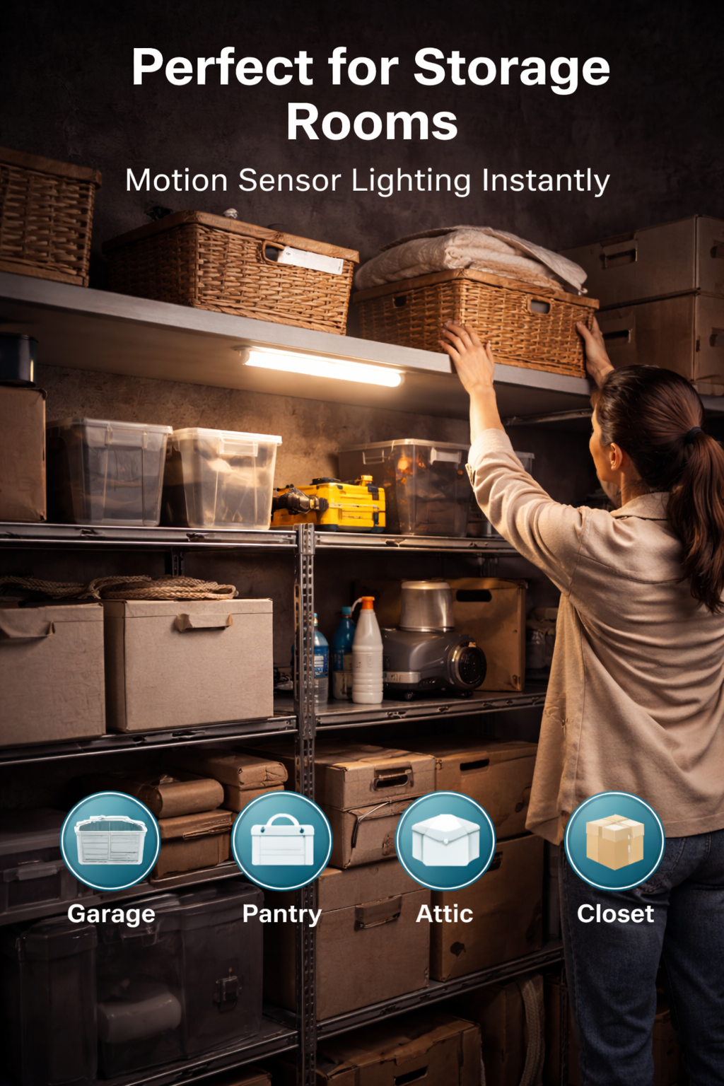 Hands-Free Motion Sensor LED Light Bar – Rechargeable, Bright & Easy Install